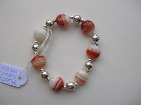 Agata veteada marrón y plata pulsera.JPG